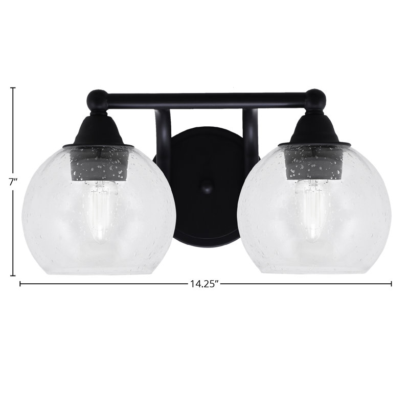 Paramount 2 Light Bath Bar Shown In Matte Black Finish With 5.75" Clear Bubble Glass