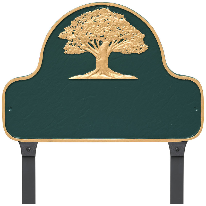 Plaque d'adresse sur 1 ligne, Vert forêt / doré, Oui