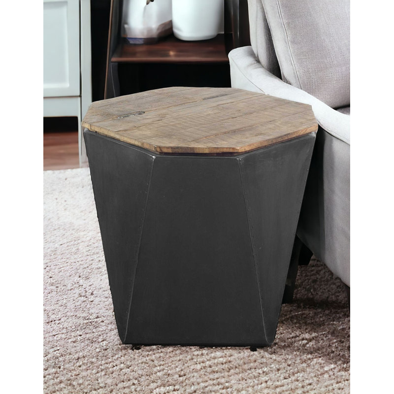 Table de bout 21 po en bois massif noir