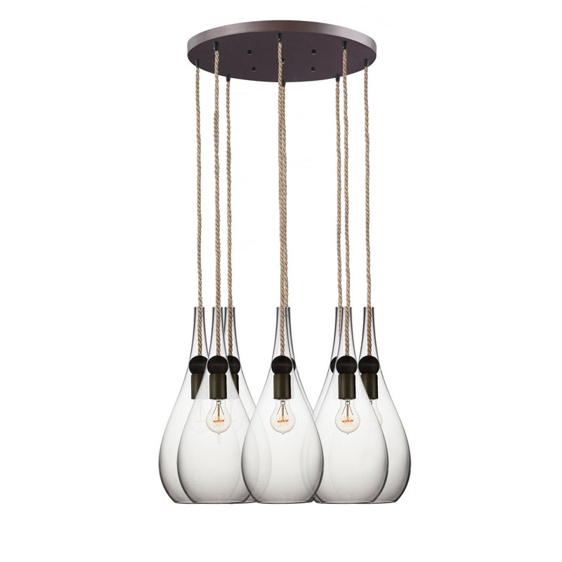 Earth 8 - Light Chandelier, Smoke Glass, Ship Rod, 48" H x 18" W x 18" D
