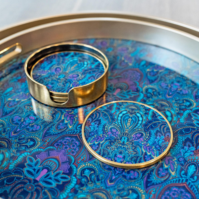 LLB-Round coaster set of 4 - Dangeous Damask