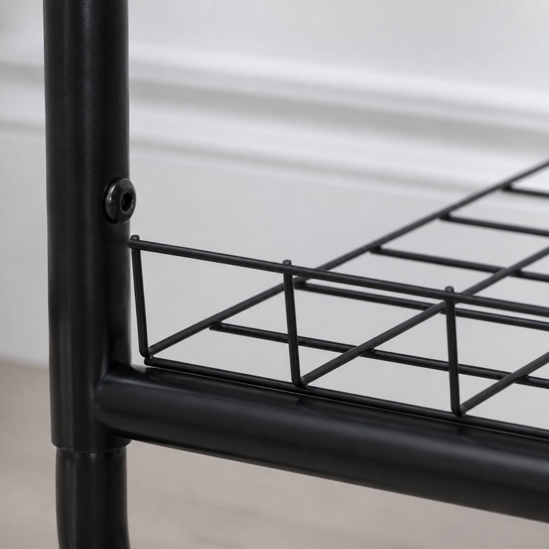 Portant à vêtements roulant robuste, portant en métal autoportant avec double tablette, garde-robe portable pour chambre