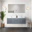 Meuble-lavabo double 60 po X P 22 po D, dessus en marbre de Carrare et ensemble de robinet-117843589