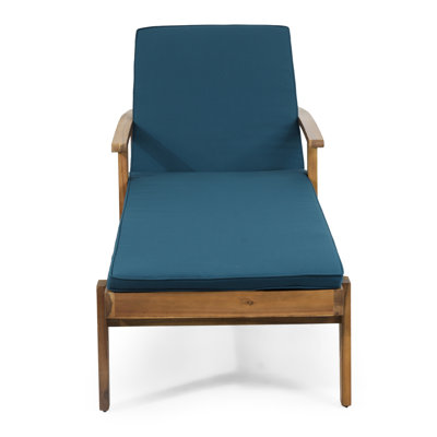 Adjustable Wood Chaise Lounge In Blue - Water- Cushions, Sophisticated Design With Fabric Cushions And Comfort Levels