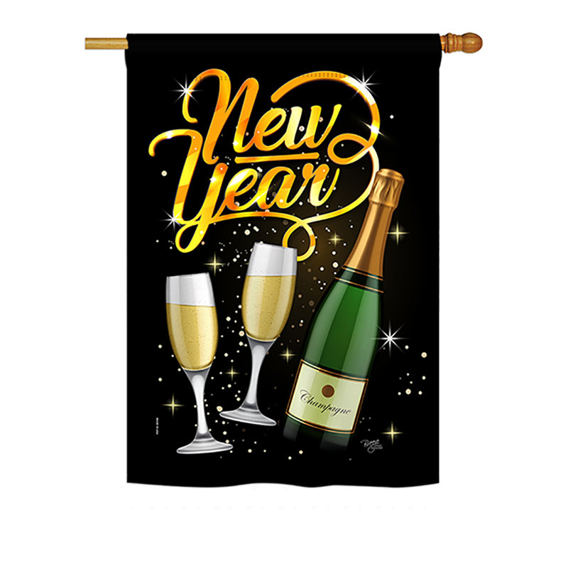 Drapeau de maison en polyester 40 po x 28 po Belding Cheers to Happy New Year Winter Impressions