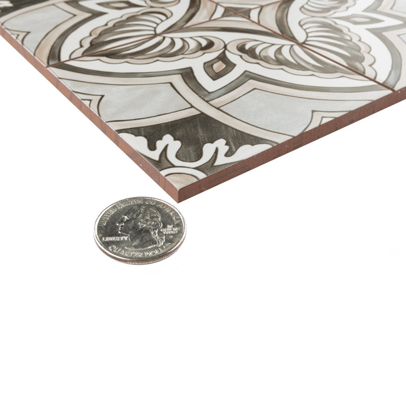 Harmonia 13" x 13" Ceramic Patterned Wall & Floor Tile, Gray