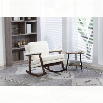 Chaise berçante moderne Mid Century avec structure en bois massif, rembourrée pour une vie et une lecture confortables