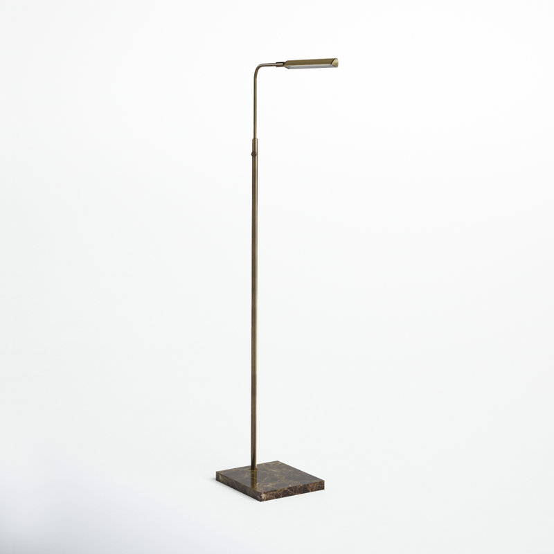 Antique Brass and Brown Marble LED Task Floor Lamp