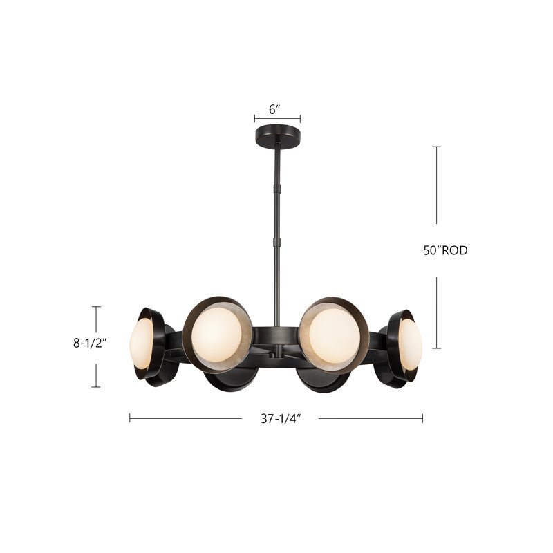 Alonso 8 - Light LED Chandelier, Vintage Brass