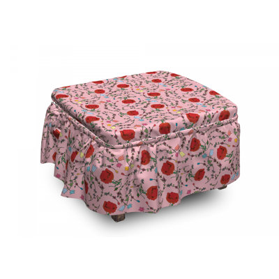 Housse pour repose-pieds fleurs fleuries