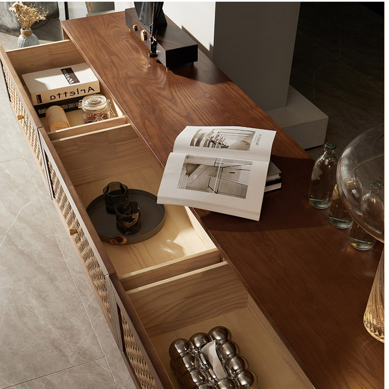 Meuble télé minimaliste de style japonais, Brun, 78.74"