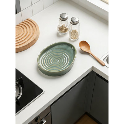 Ceramic Spoon Rest And Utensil Holder For Stovetop And Kitchen Counter, Compact Farmhouse Design For Spoons, Ladles, And Spatulas, Easy To Clean