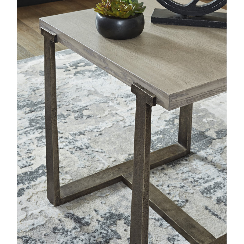 Contemporary Dalenville 22" Black and Gray Metal-Trimmed Wood End Table