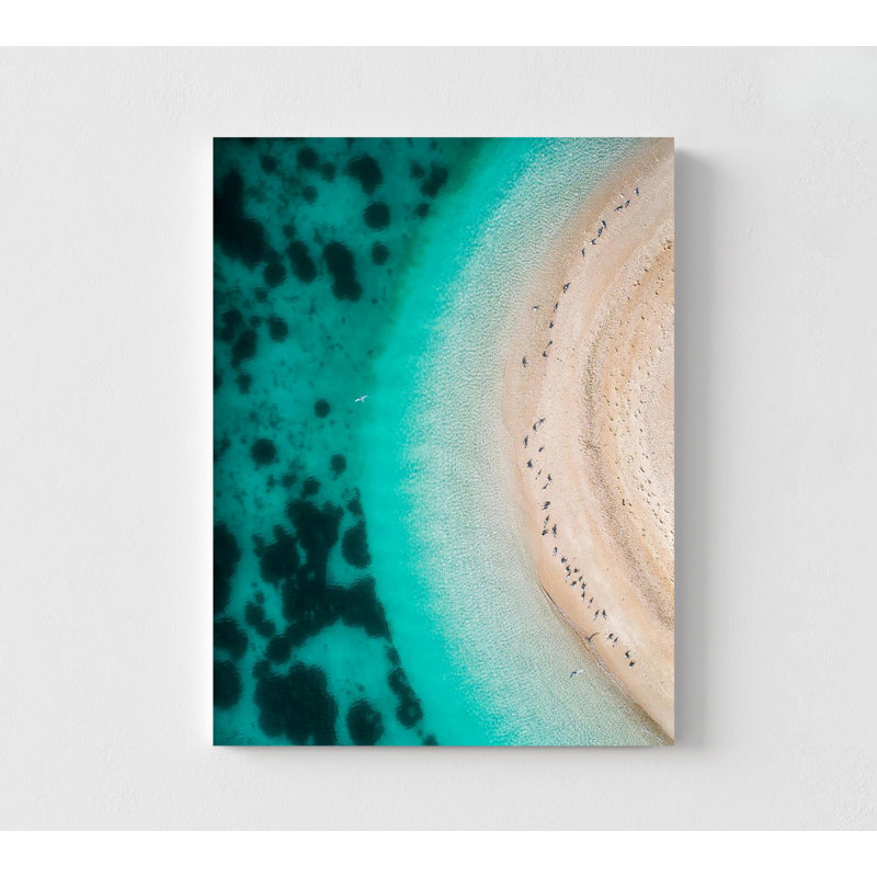 «Turquoise Beach-Side», peinture à l'huile sur toile, art tropical, H 6 po x l 4 po, Impression sans cadre, Ne s’applique pas