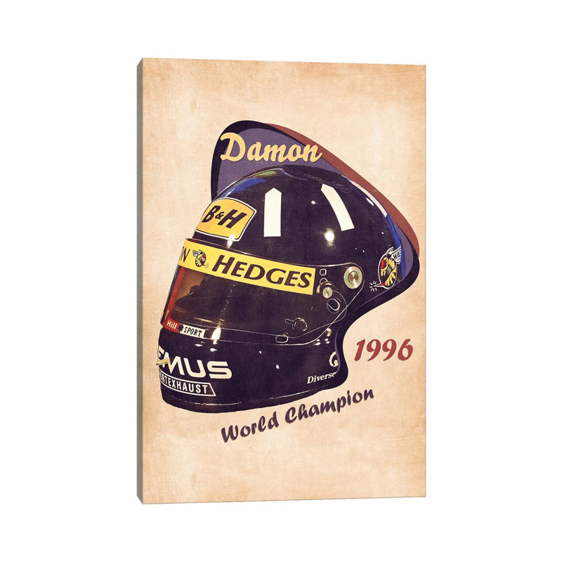 Damon Hill's Helmet Retro 1 Piece Wrapped Canvas Painting, 20.32 cm H x 30.48 cm W