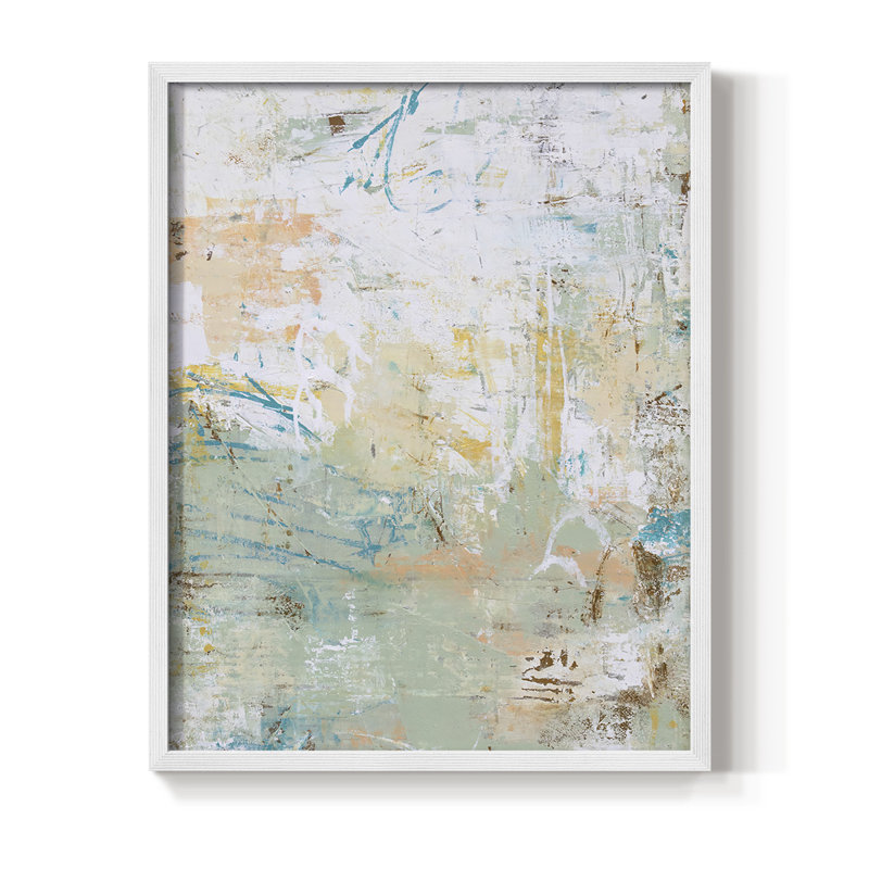 Island Jungle Framed Print - Solid Wood, White, 10" H x 8" W