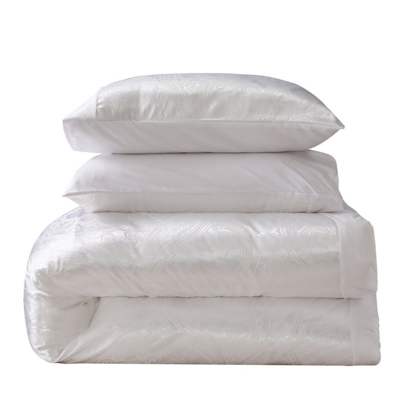 Mercer41 Funkhouser Duvet Cover Set with Pillowcases, Double Duvet Cover + 2 Standard Pillowcases, White