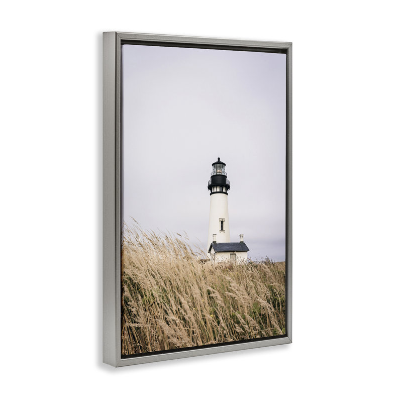 Toile flottante encadrée Peaceful L Phare, Cadre flottant gris lustré, H 31 po x l 21 po