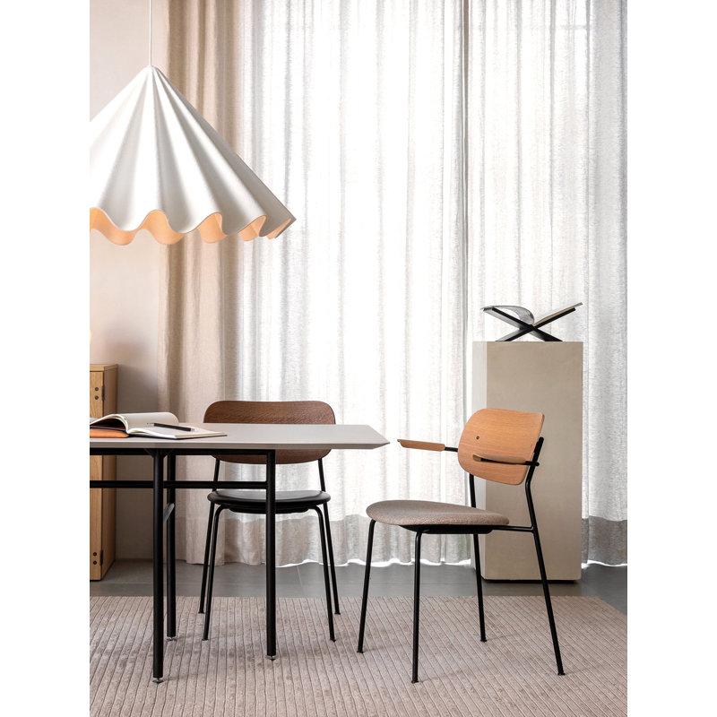 Co Upholstered Arm Chair, Dark Stained Oak, Bouclé 02 Acrylic, Chrome