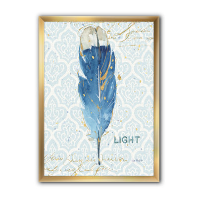 « blue damassé plumes »-cadre photo imprimé sur toile