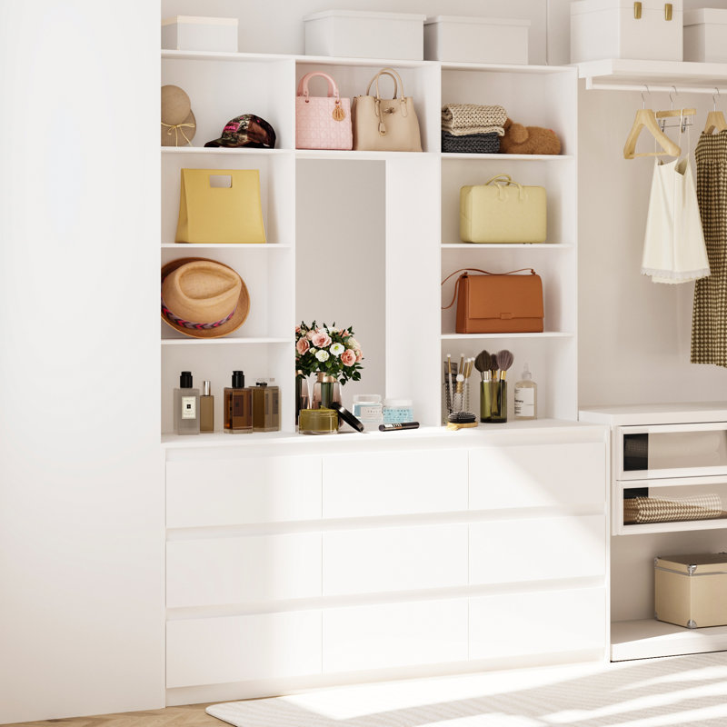 Système d'organisation élégant avec 9 tiroirs et miroir