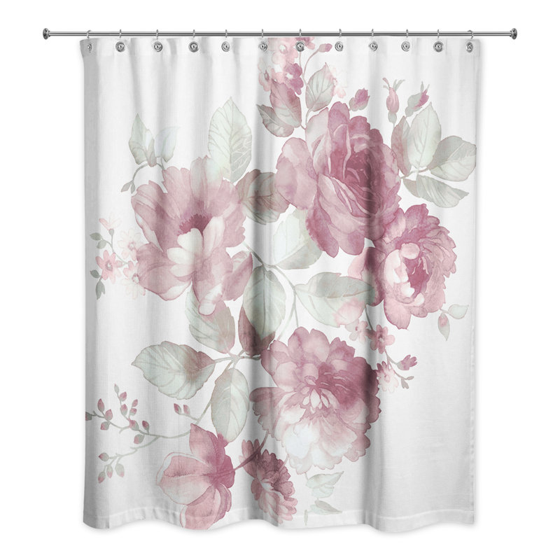 Perine Floral Shower Curtain, Pink