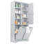 Armoire de rangement pour salle de bain avec portes et tiroirs, panier à linge inclinable, plusieurs espaces de rangement, style autoportant, tablette ouverte, tablette réglable, gris-307600280