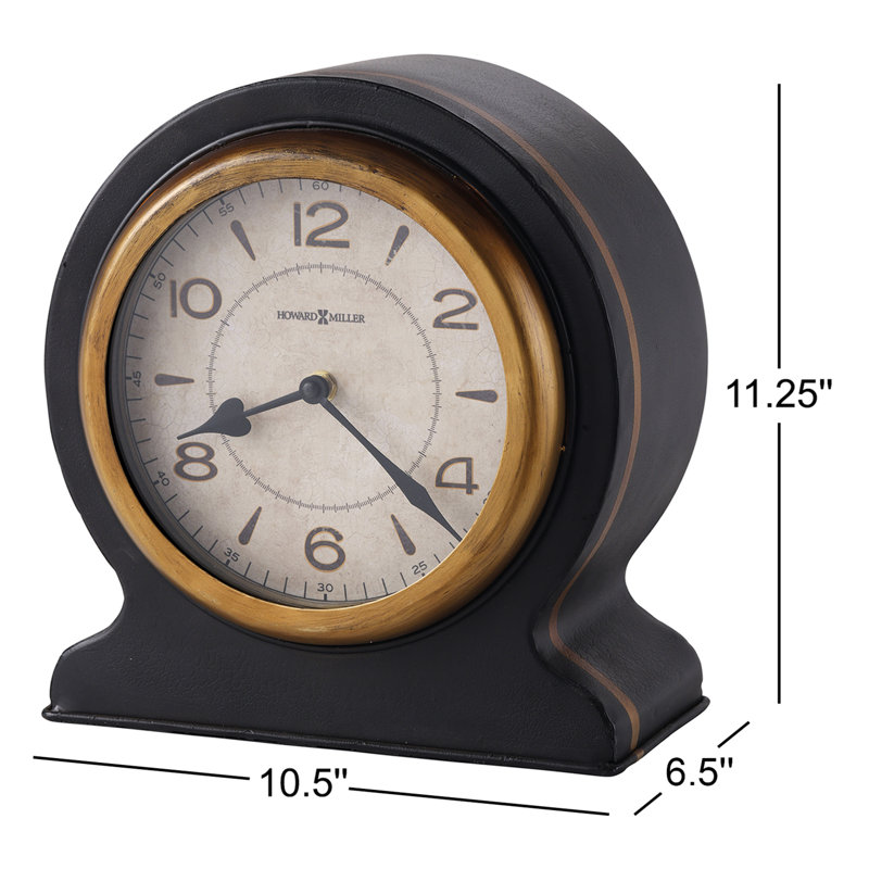 Imogene Traditional Analog Metal Quartz Movement / Crystal Tabletop Clock in Black/Gold/White