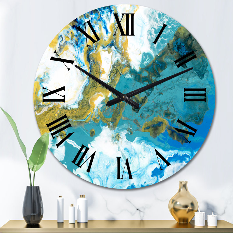 Horloge murale moderne bleue et blanche, Grand