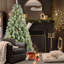 Arbre de Noël 5 pi avec 51 pommes de pin - 694 pointes, branches mixtes en PVC et aiguilles dures, structure à charnières pour une installation facile, support en métal robuste - arbre de Noël réaliste-1027493623