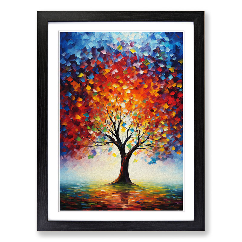 Tree Impressionism - Single Picture Frame Print on Wood, Black Framed, 64cm H x 46cm W