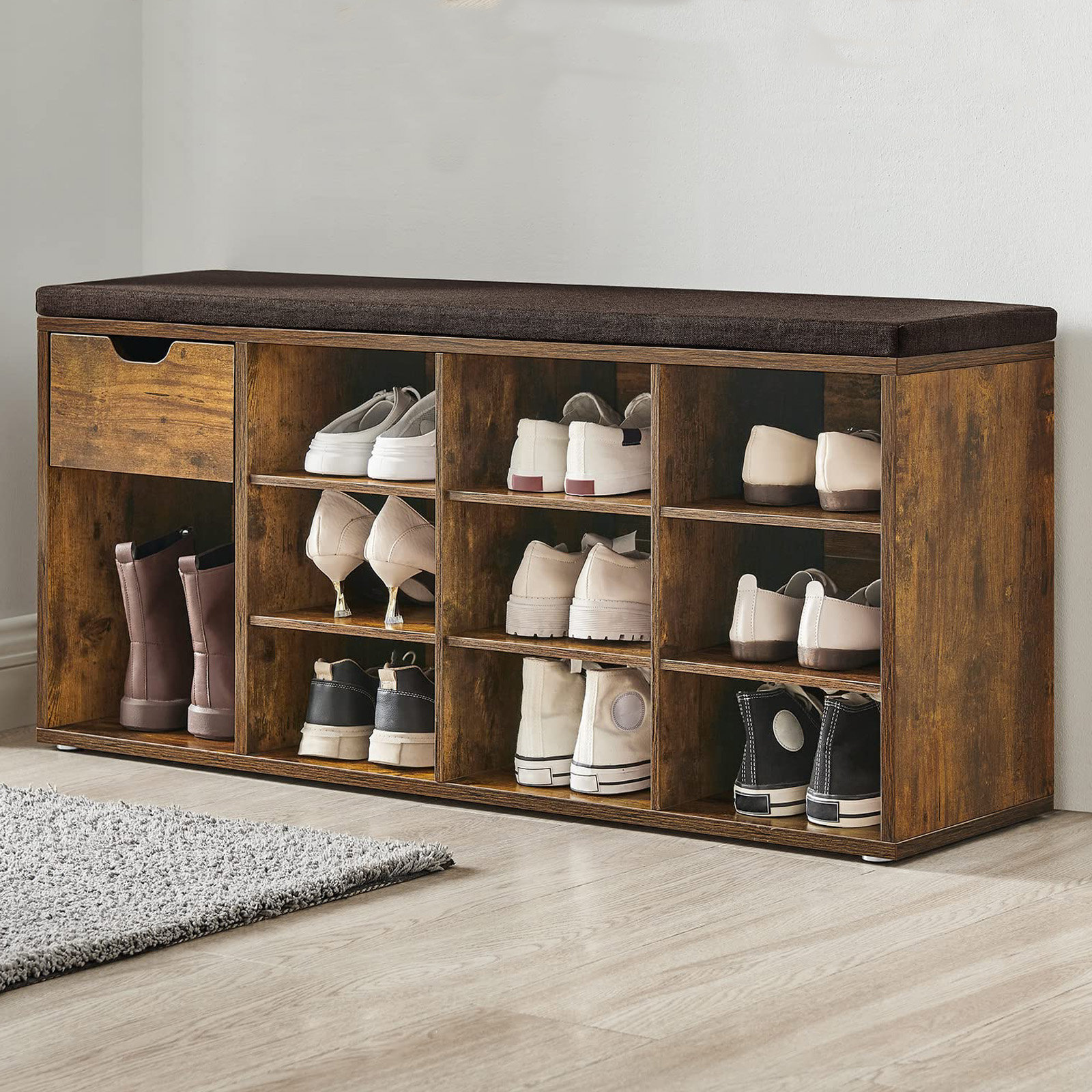 Manor park modern farmhouse storage bench with outlet shoe shelf