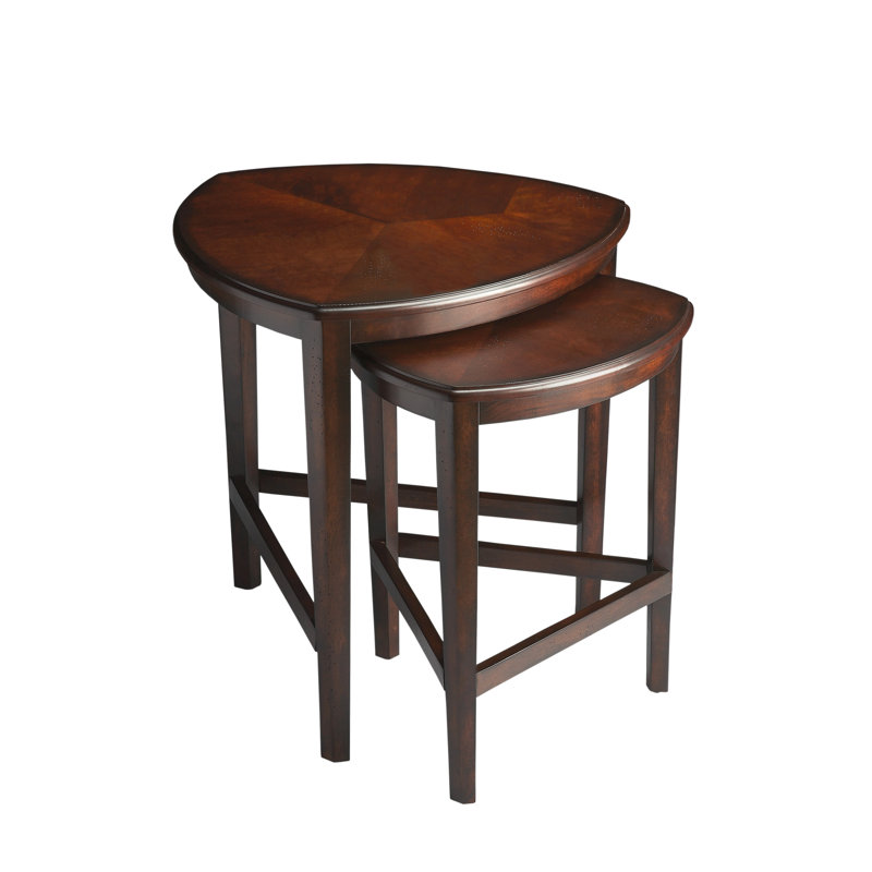 Athaniel Solid Wood 3 Legs Nesting Tables, Chocolate