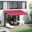 Auvent de patio 10 pi x 8 pi rouge et tissu aquatique avec cadre en aluminium et rétraction manuelle pour terrasse, balcon, cour rouge 8 pi, manivelle