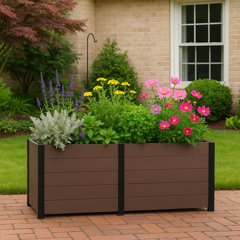 Wood Look Raised Garden Bed, Without Bottom, 29.53" H x 48.82" W x 19.29" D