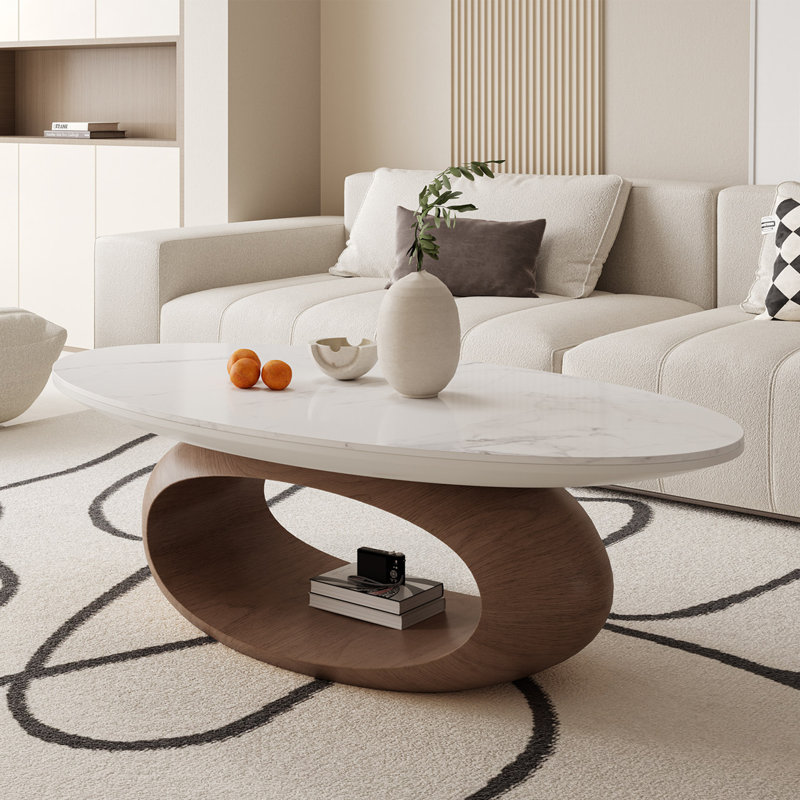 Table basse à bascule Creative Elliptical, Marron foncé, H 15,9 po x L 47,2 po x l 27,6 po