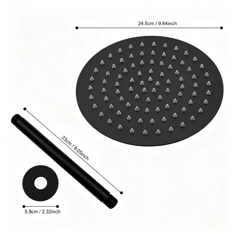10-Inch High-Pressure Rain Shower Head With Shower Arm, Matte Black
