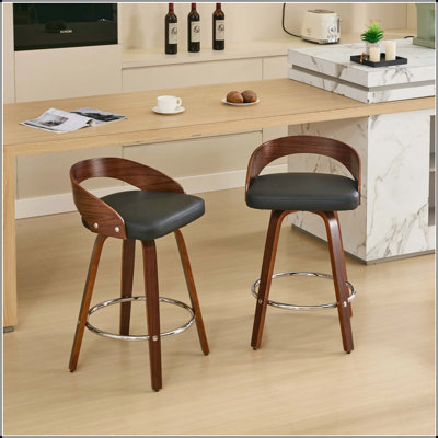 Stylish and Comfortable Bar Stools Set of 2 with Swivel Function and Soft Cushion Seat