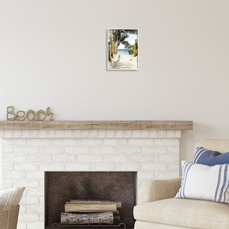 Tropical Sandy Path par Marcus Prime, H 14 po x l 11 po x P 1,5 po, Giclée encadrée blanc bord de mer