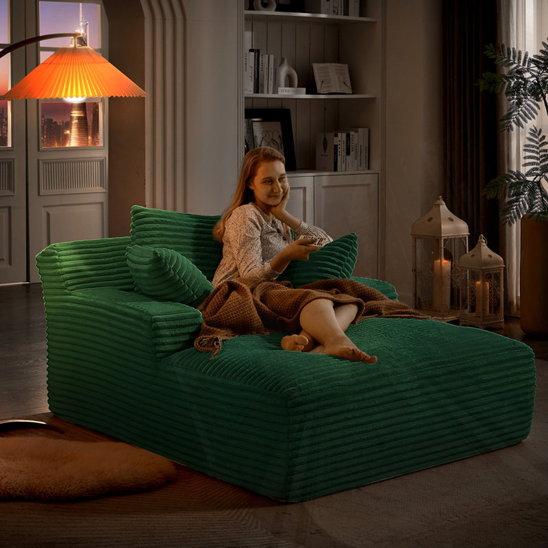 Canapé surdimensionné rembourré en velours côtelé moderne, Vert