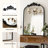 Arched Metal Mirror With Ornate Frame, Vintage Wall Mirror For Living Room, Entryway, Bedroom Decor