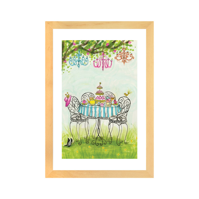 Art de jardin tea party, H 24 po x l 16 po x P 1 po, Papier encadré naturel