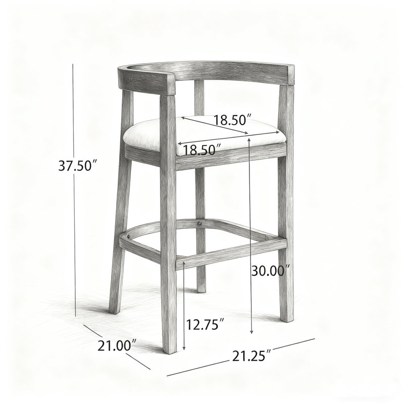 Tabouret de comptoir en bois d'hévéa, Naturel
