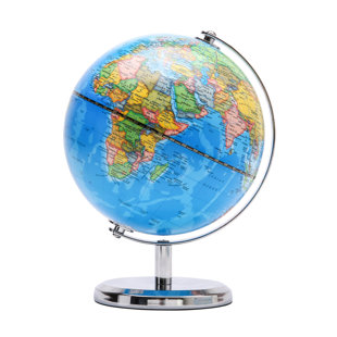 Exerz World Globe Political Map - Educational Globes Geographic - Stainless Steel Arc And Base - School Home