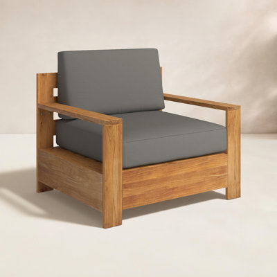 Chaise en teck Miguelina avec coussins Sunbrella