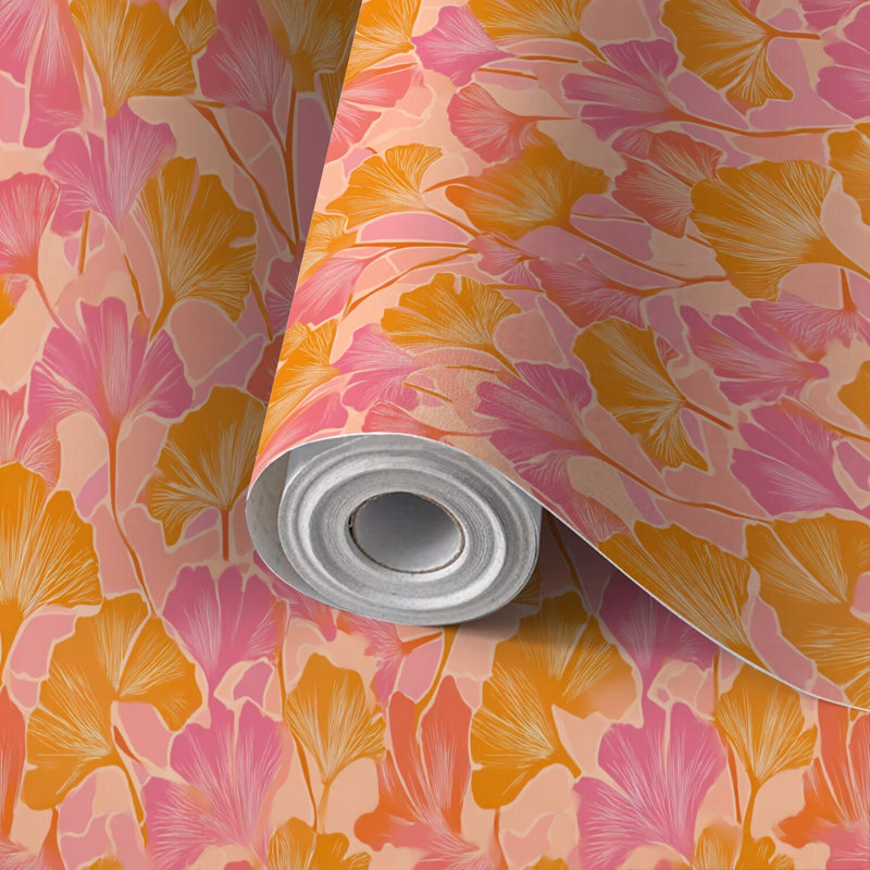 Papier peint adhésif peler et coller en PVC, revêtement mural auto-adhésif amovible avec imprimé floral abstrait rose doux, imperméable pour la décoration intérieure - rouleau