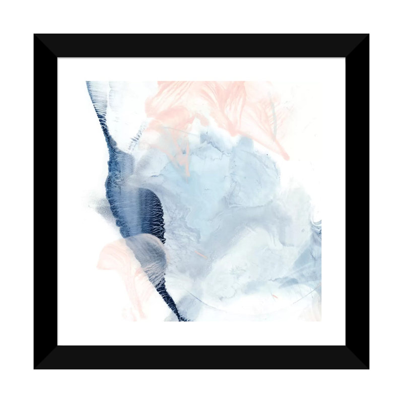 "Indigo & blush II" par Ethan Harper, reproduction d’art, H 16 po x l 16 po x p 1 po, Blanc, Papier encadré noir