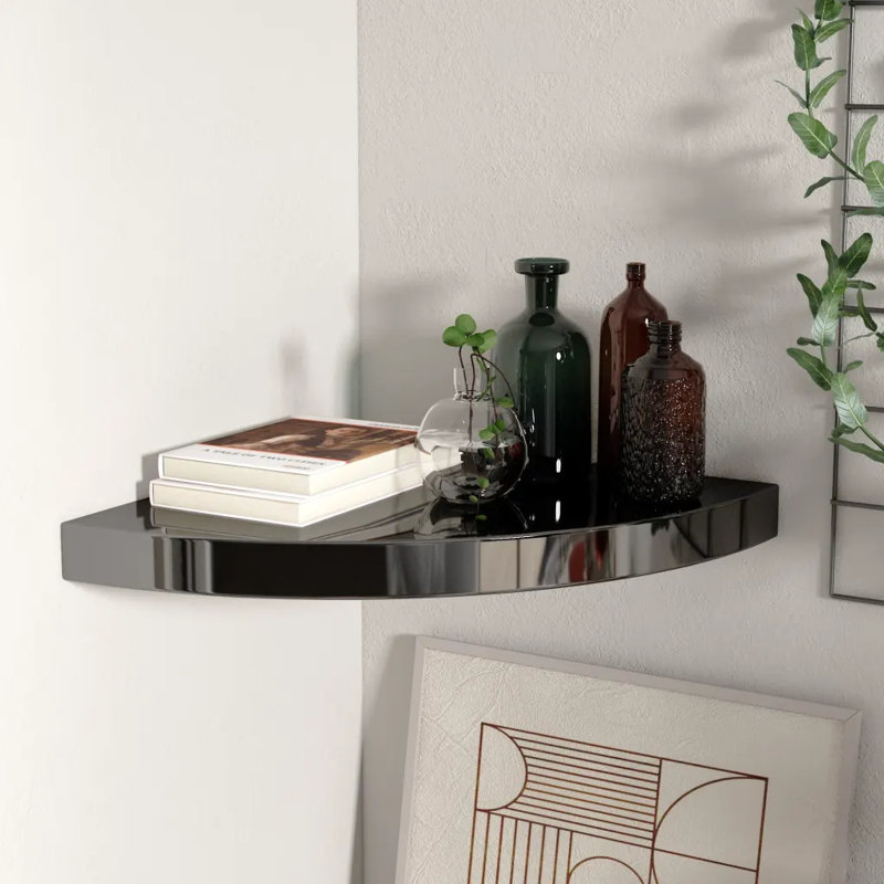 Arsi Corner Shelf, 3.8cm H x 35cm W x 35cm D, High Gloss Black