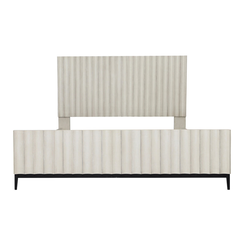 Silvia Rubber Wood Bed, Light Grey, Queen, King, Light Gray Wash