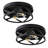 2-Pack Modern Geometric Crisscross Black Metal 2-light Flush Mount Ceiling Light(bulb Not Included)
